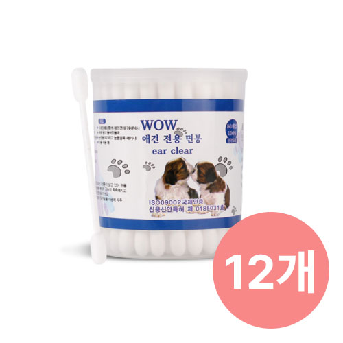 [묶음특가] 와우 애견전용 귀세척 통면봉 80매 12개
